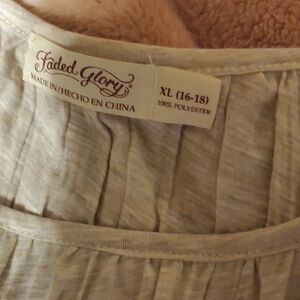 Faded Glory Cream Pleated Blouse for Casual Wear